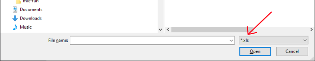 A file picker open over the Import screen