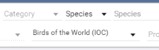 The checklist filter, listing the checklists in use in the journal