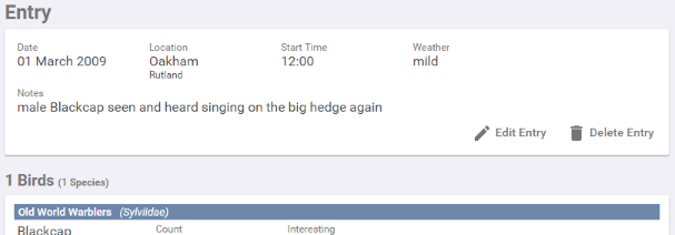 An entry open in the journal, with the Edit Entry button above it